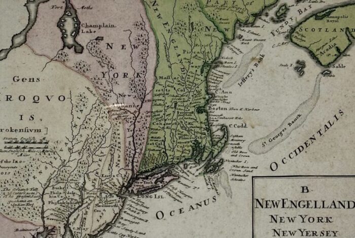 1757 map of new england new york and new jersey homman heirs 1371