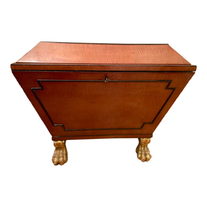 1820s rare antique regency satinwood cellarette with gilt wood paw feet 9512