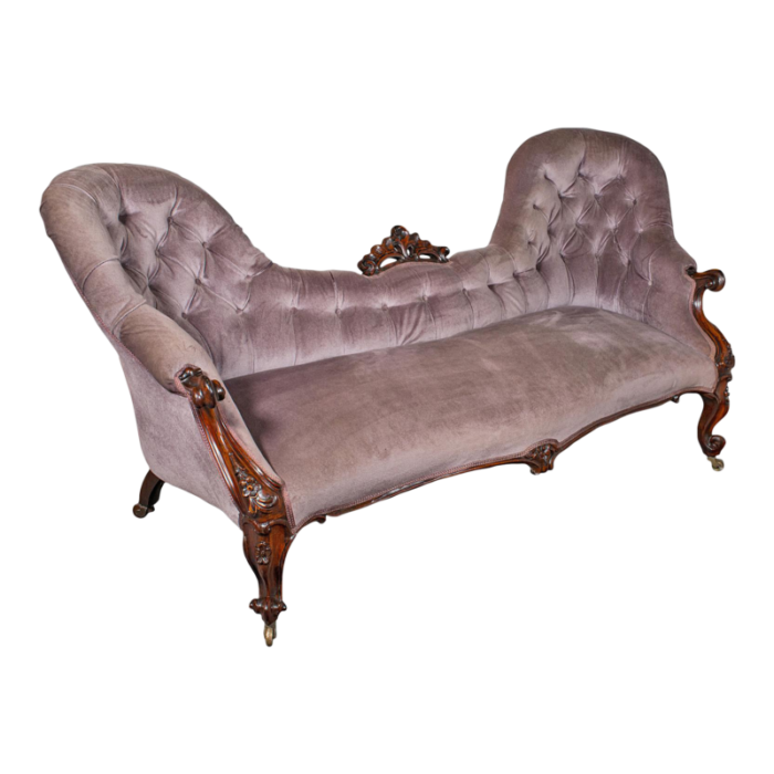 1840s antique double spoon back settee 6988