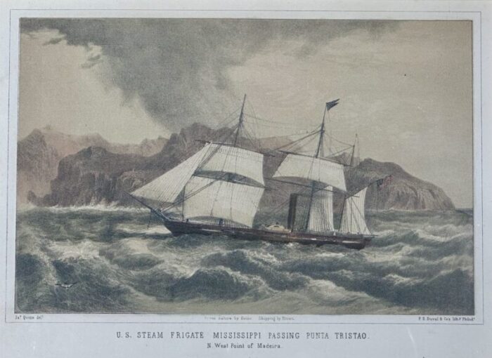 1855 united states steam frigate mississippi passing punta tristao framed 4041