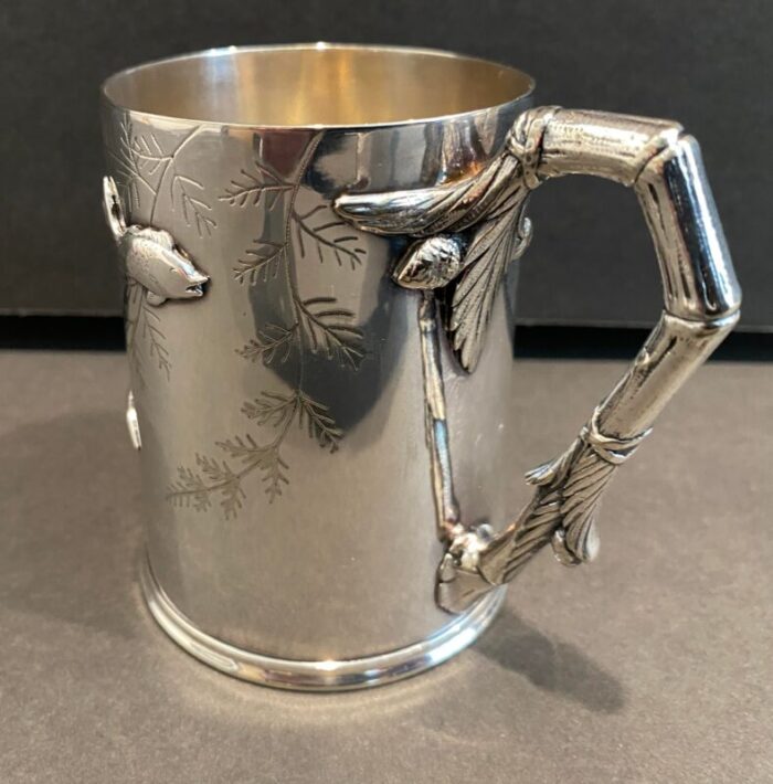 1881 elkington silverplate fish tankard 9473