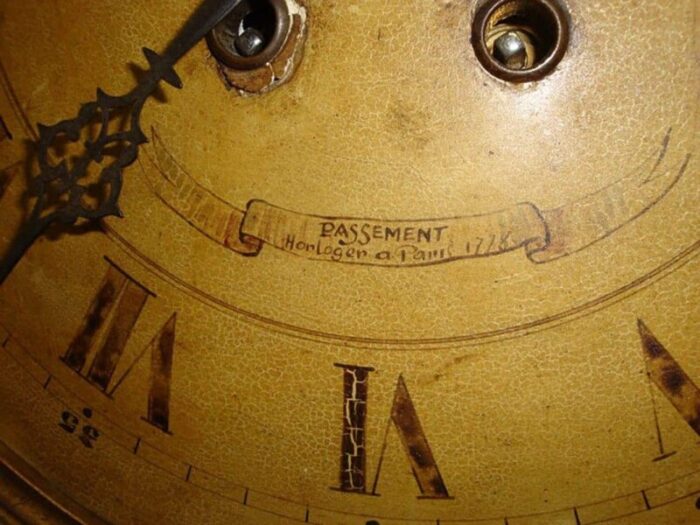 18th century french louis xvi carved giltwood wall clock with oval painting 7134