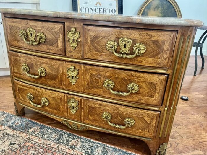 18th century french regence tulipwood and kingwood parquetry commode 0354