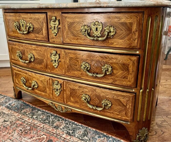 18th century french regence tulipwood and kingwood parquetry commode 0666