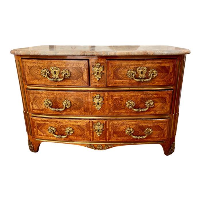 18th century french regence tulipwood and kingwood parquetry commode 8743