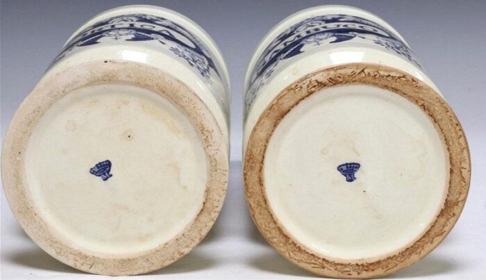 18th century italian tin glazed earthenware majolica apothecary jars a pair 0559