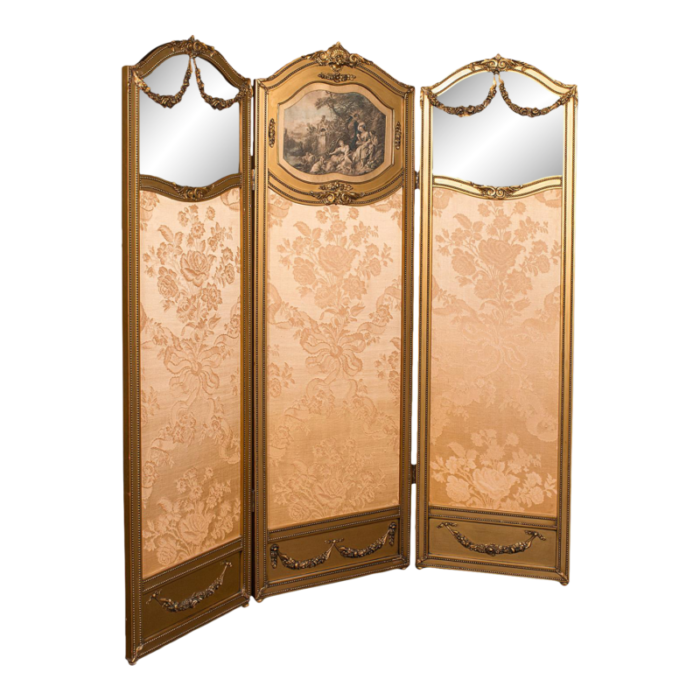 1900s victorian antique 3 panel dressing screen 0924