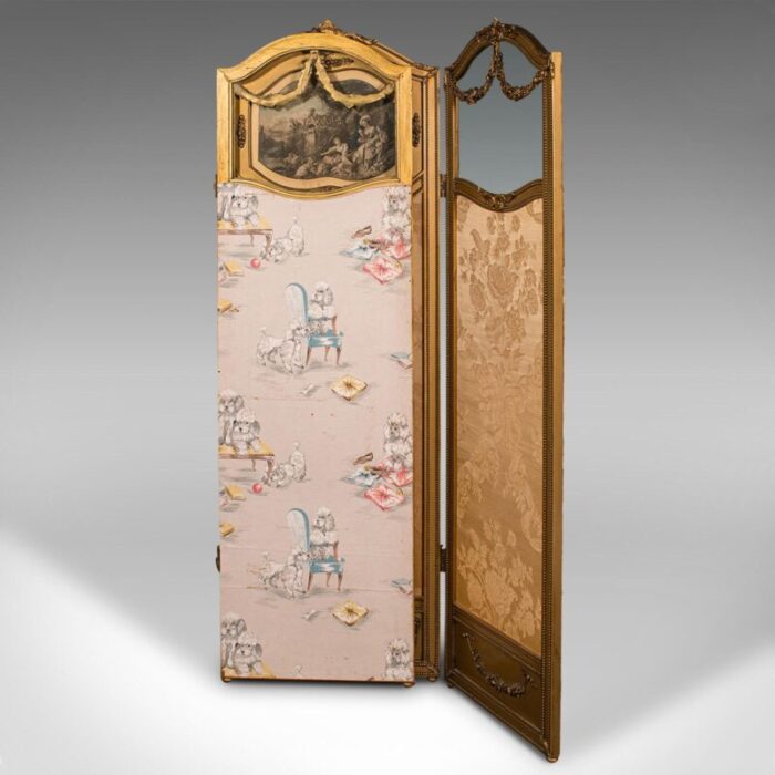 1900s victorian antique 3 panel dressing screen 5785