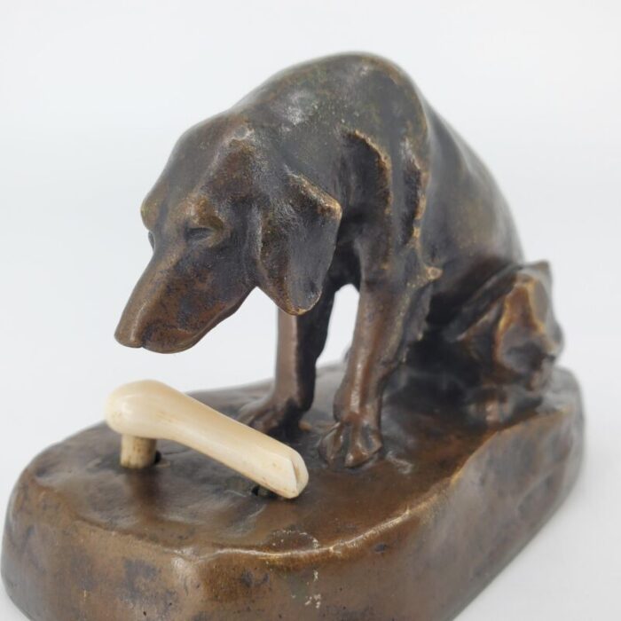 1920s friedrich gornik bronze desk bell dog golden retriever sculpture 1218