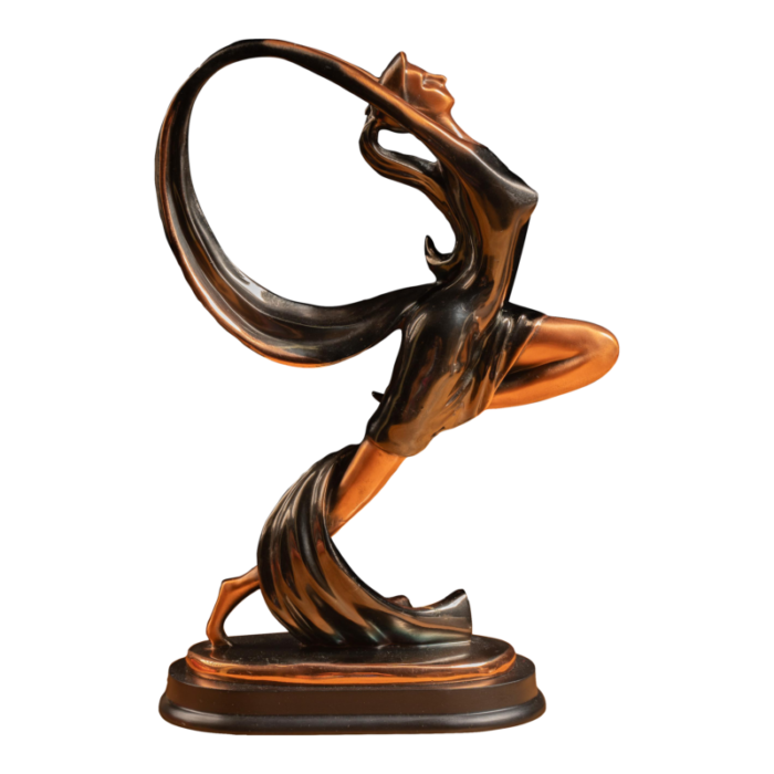 1920s japanned copper art deco ribbon dancer statue 1040