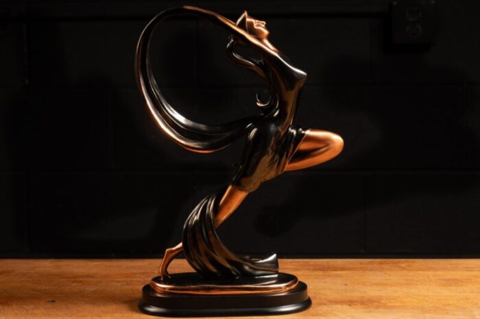 1920s japanned copper art deco ribbon dancer statue 9696