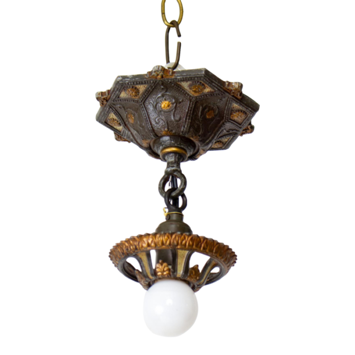 1920s riddle polychrome pendant light 0647