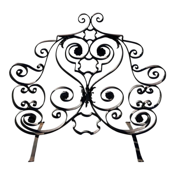 1920s wrought iron scrollwork summer fireplace screen 5946