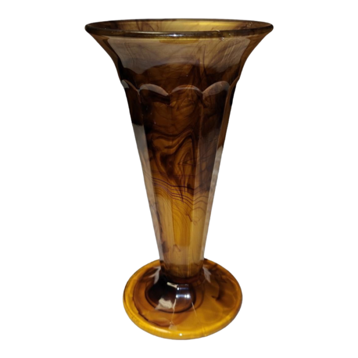 1930s davidson art deco amber cloud glass vase 7483