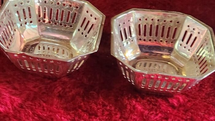 1930s shreve crump and low co sterling silver pierced nut bowl dishes monogrammed set of 6 0934