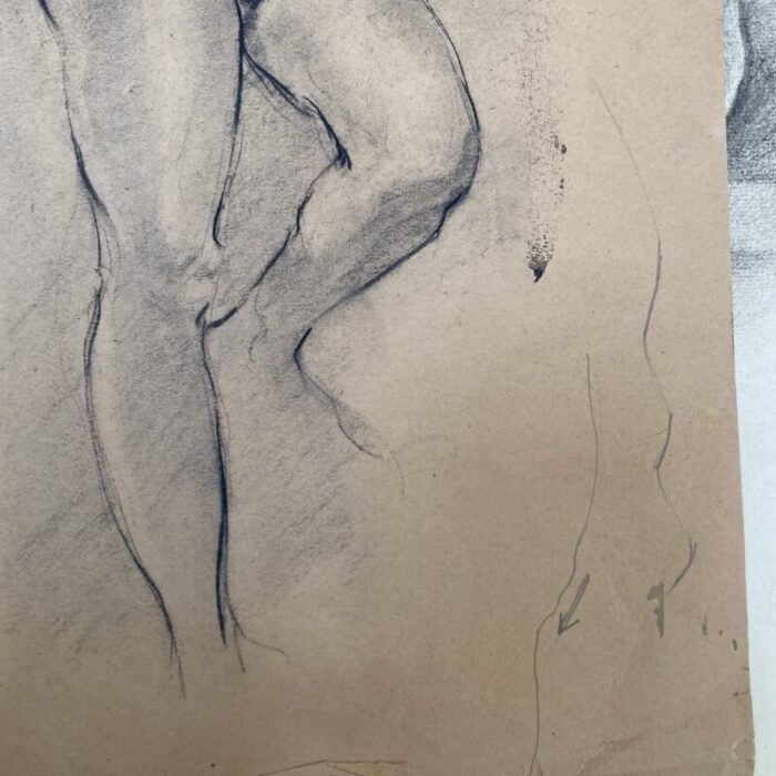 1940s charcoal on paper black female nude 6516