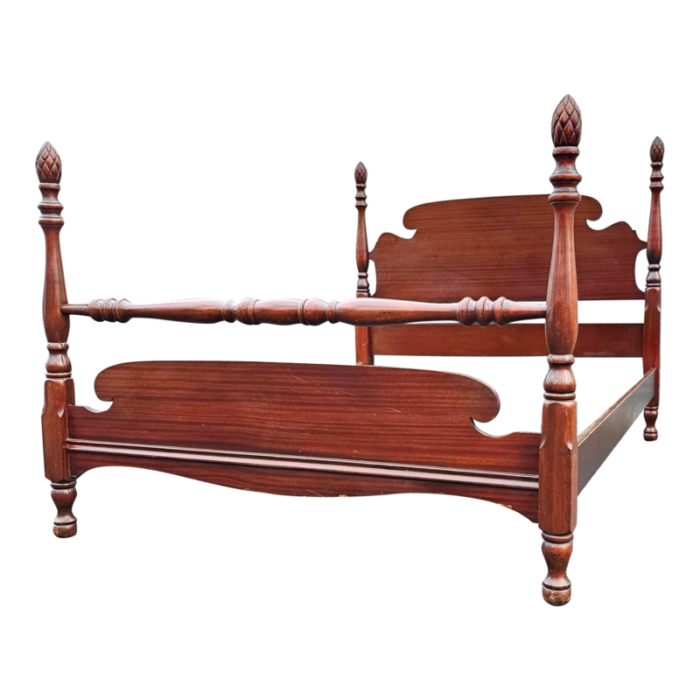 1940s mahogany pinneaple semi posters full size bed frame 4842