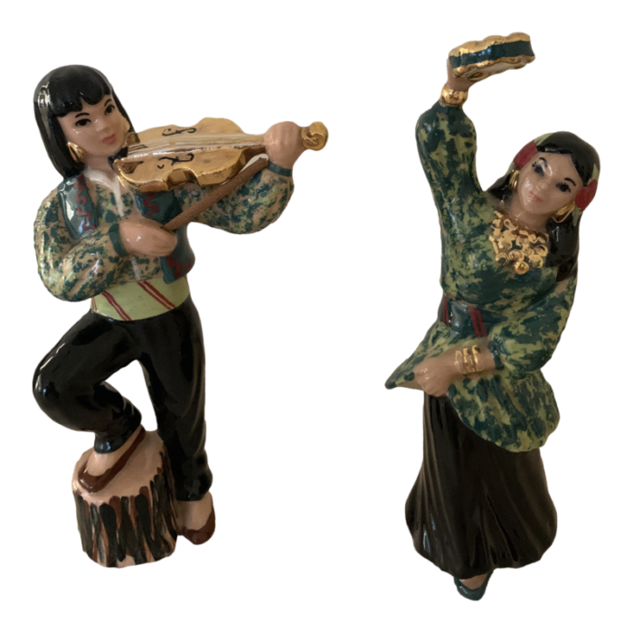 1950s ceramic arts studio mariachi dances set of 2 california pottery figurines 3198