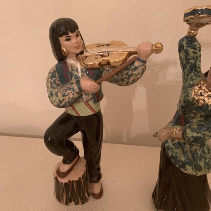 1950s ceramic arts studio mariachi dances set of 2 california pottery figurines 3678