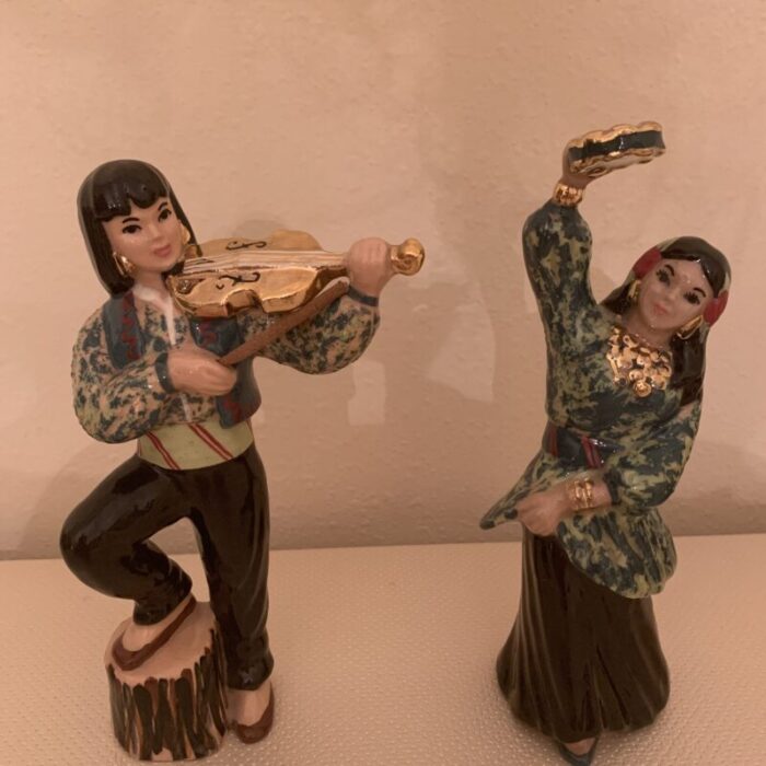 1950s ceramic arts studio mariachi dances set of 2 california pottery figurines 7509