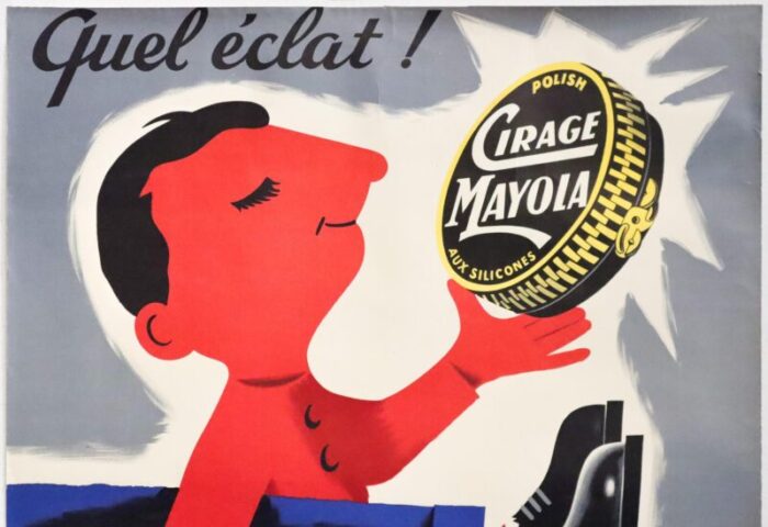 1950s french advertising poster cirage mayola quel eclat shoe polish 5602