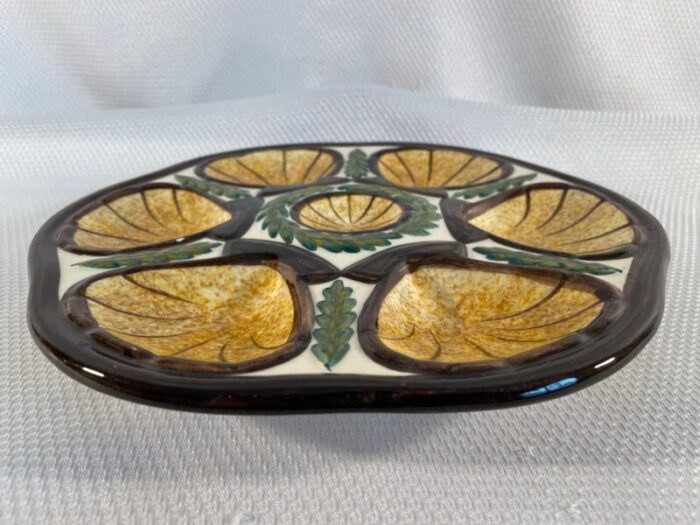 1950s french majolica oyster plate by saint jean de britagne 5788