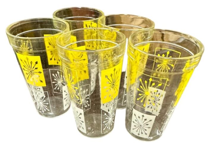 1950s hazel atlas atomic starburst glasses a set of 5 3598