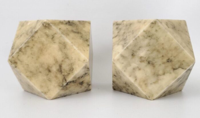 1950s italian alabaster tetradecahedron heavy geometric bookends attributed to angelo mangiarotti a pair 2877