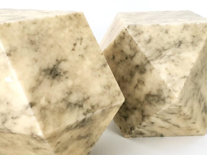 1950s italian alabaster tetradecahedron heavy geometric bookends attributed to angelo mangiarotti a pair 4342