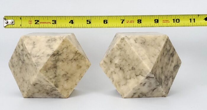 1950s italian alabaster tetradecahedron heavy geometric bookends attributed to angelo mangiarotti a pair 4661