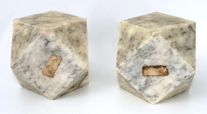 1950s italian alabaster tetradecahedron heavy geometric bookends attributed to angelo mangiarotti a pair 6493