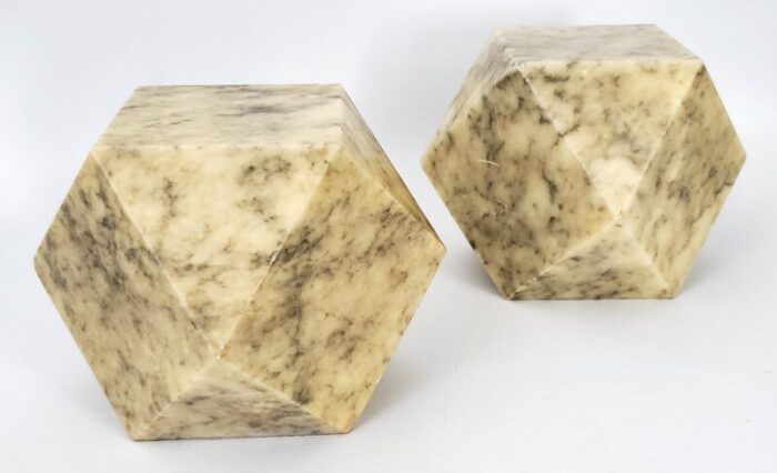 1950s italian alabaster tetradecahedron heavy geometric bookends attributed to angelo mangiarotti a pair 8924