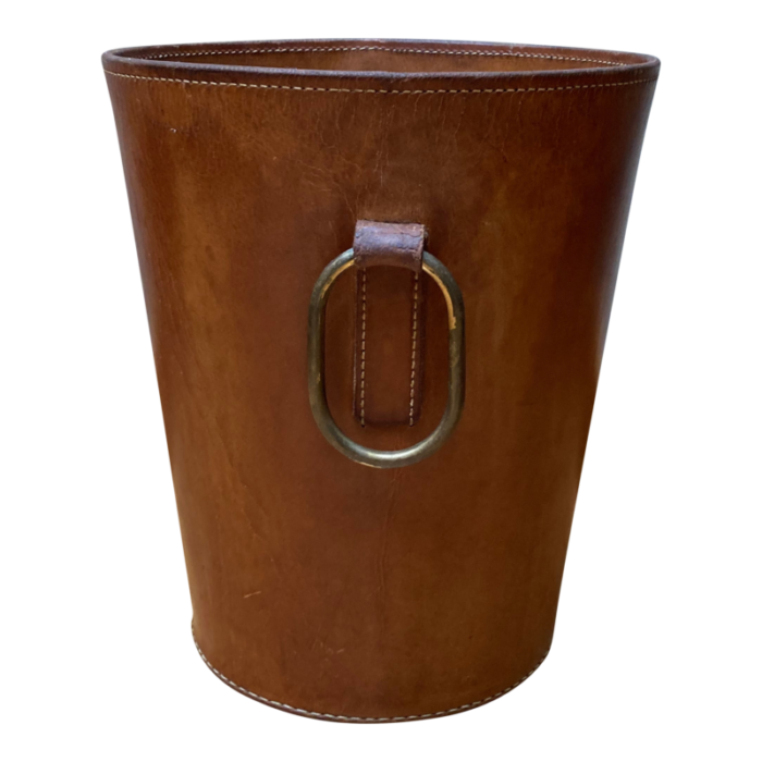 1950s leather wastebasket attributed to carl aubock 9433