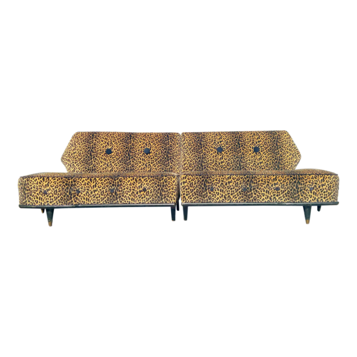 1950s leopard 2 piece sectional sofa 7670