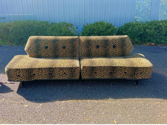 1950s leopard 2 piece sectional sofa 9787