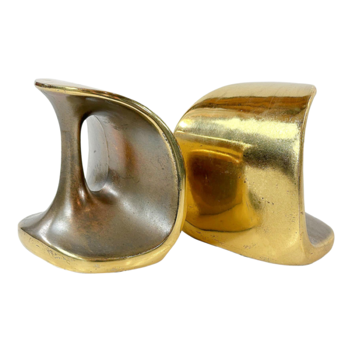 1950s mid century modern ben seibel patinated brass sculptural dumbbell bookends set of 2 8167