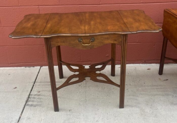 1950s pair of baker drop side mahogany side tables 4480