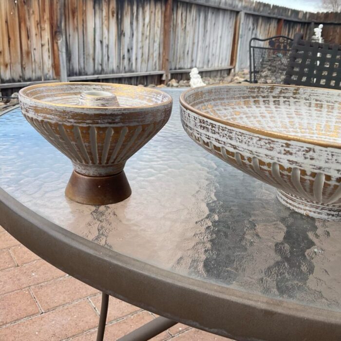 1950s royal haeger console bowl with matching candle holders 3 piece set 1127