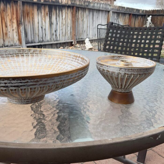 1950s royal haeger console bowl with matching candle holders 3 piece set 7190