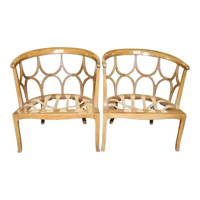 1960s billy haines style hollywood regency barrel back chairs set of 2 7085