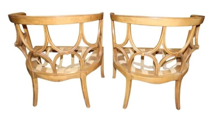 1960s billy haines style hollywood regency barrel back chairs set of 2 9164