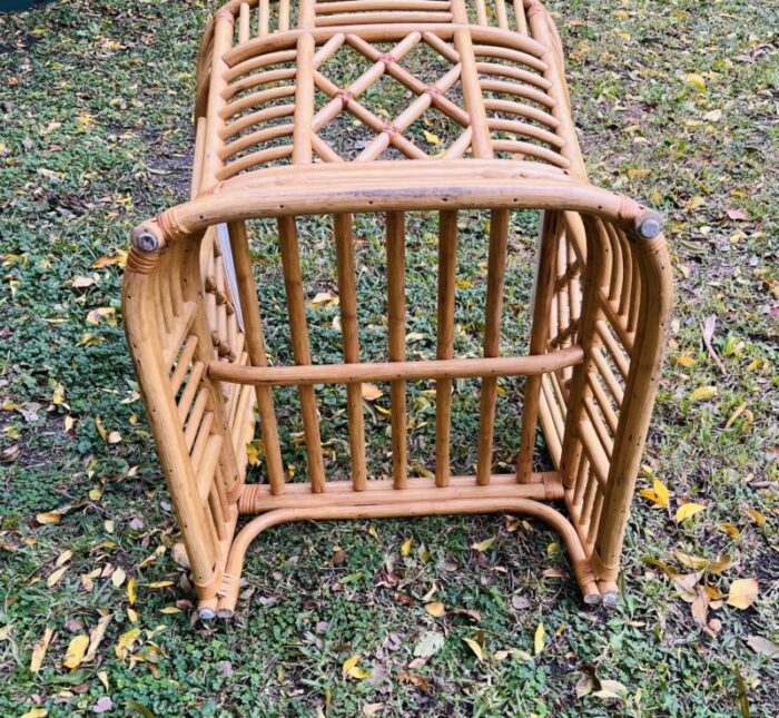 1960s brighton style bamboo rattan coastal club chairs a pair with cushions 9471