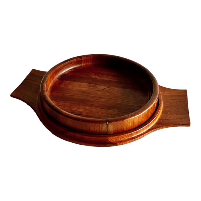 1960s danish modern teak handled serving tray and bowl by jens quistgaard for dansk 7114