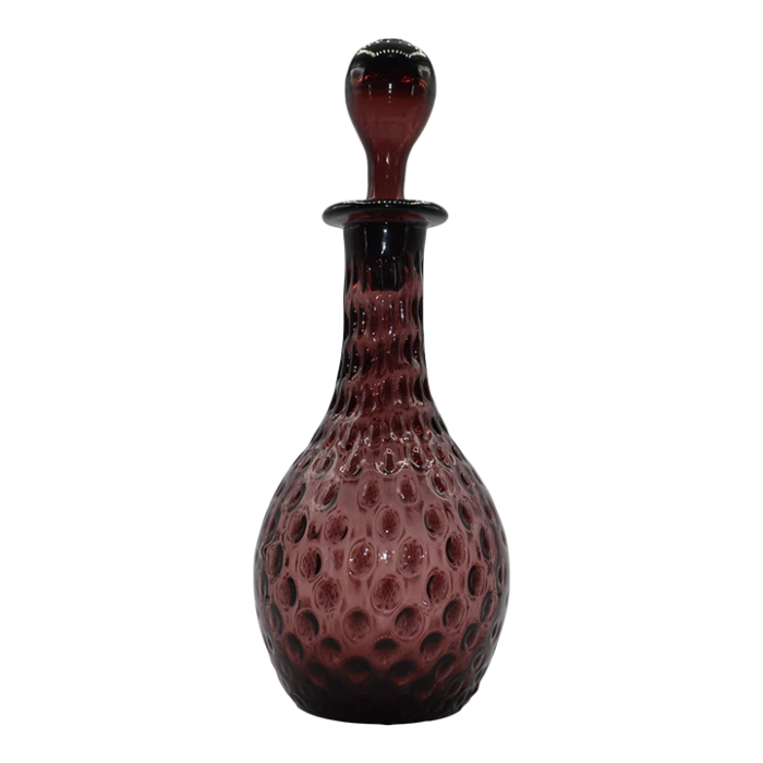 1960s empoli purple hobnail italian decanter with stopper 7090