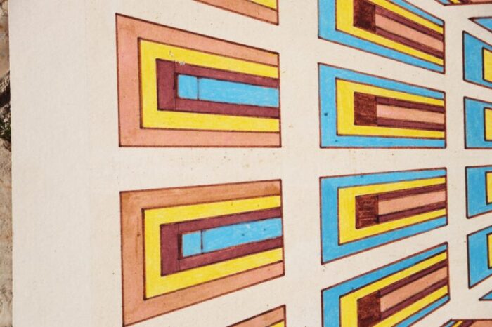 1960s french op art drawing signed 5065