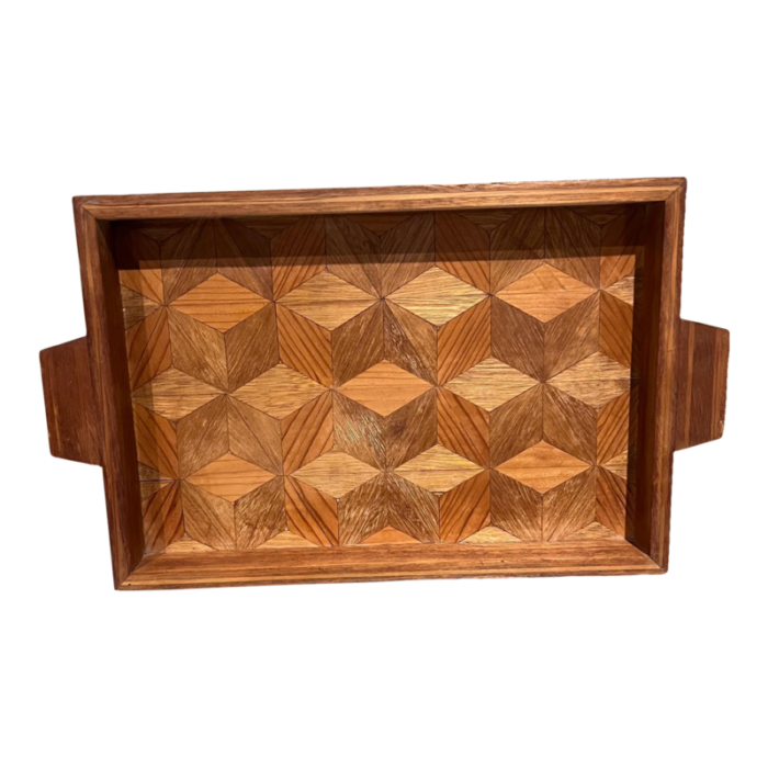 1960s geometric wood serving tray 0262