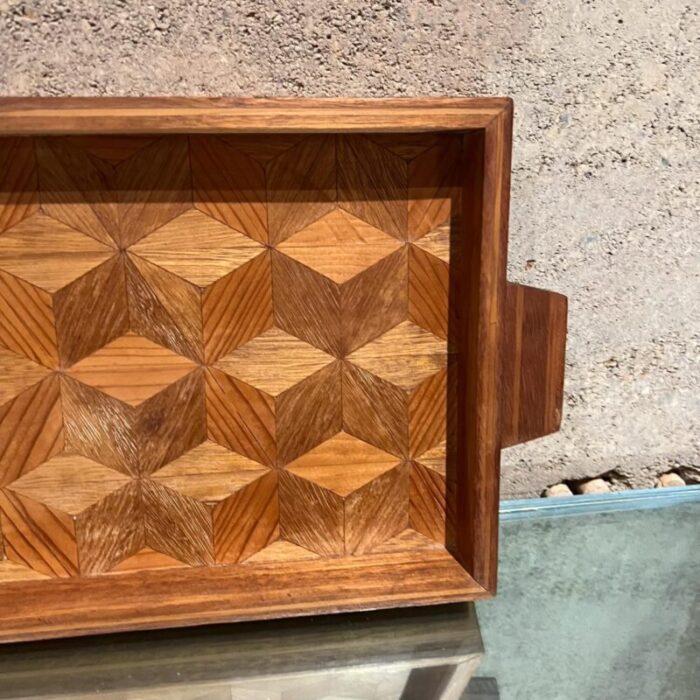 1960s geometric wood serving tray 1184