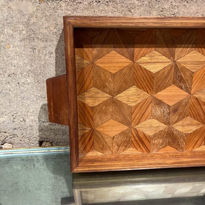 1960s geometric wood serving tray 5058