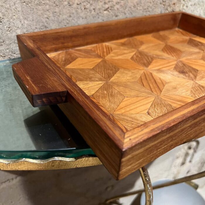 1960s geometric wood serving tray 9242