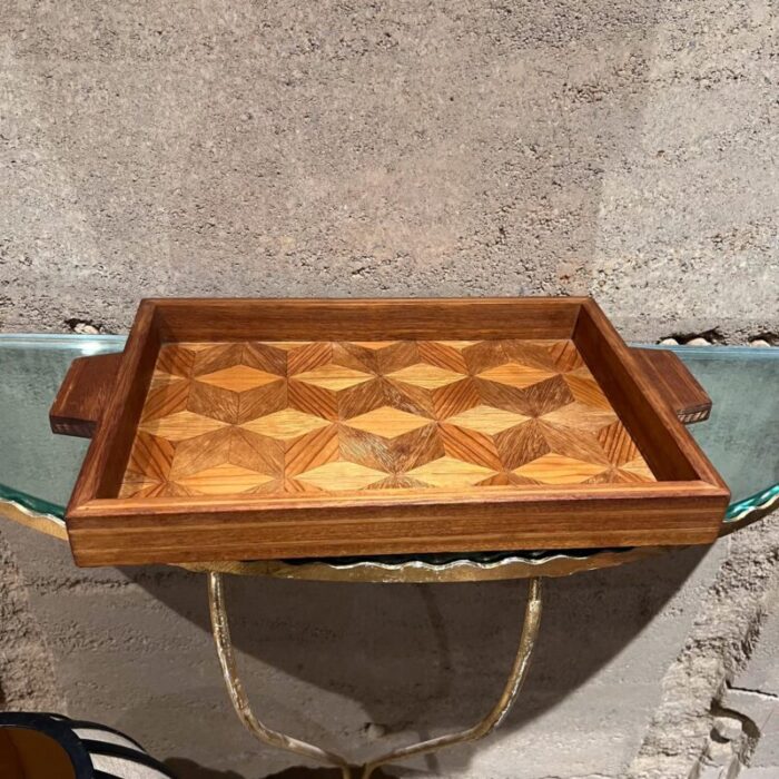 1960s geometric wood serving tray 9435